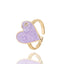 Fashion Heart Shape Adjustable Copper Enamel Zircon Ring