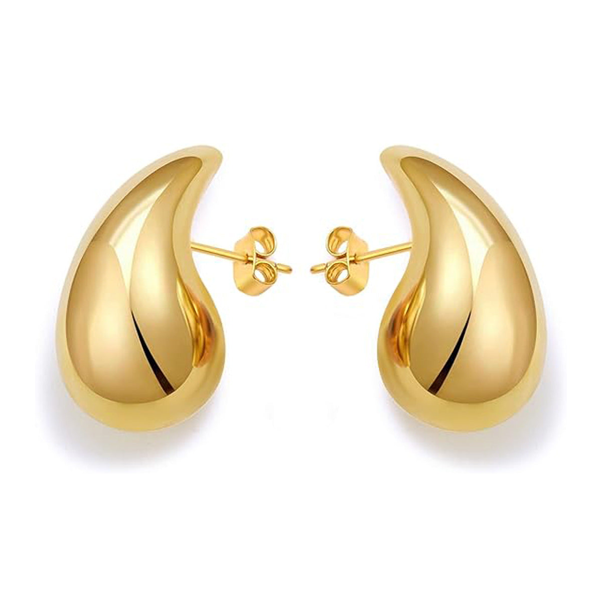 1 Pair Simple Style Water Droplets Plating Stainless Steel 18K Gold Plated Ear Studs