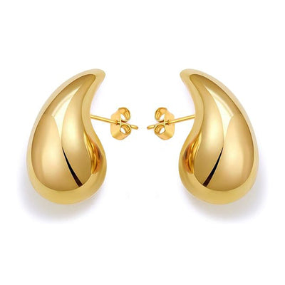 1 Pair Simple Style Water Droplets Plating Stainless Steel 18K Gold Plated Ear Studs