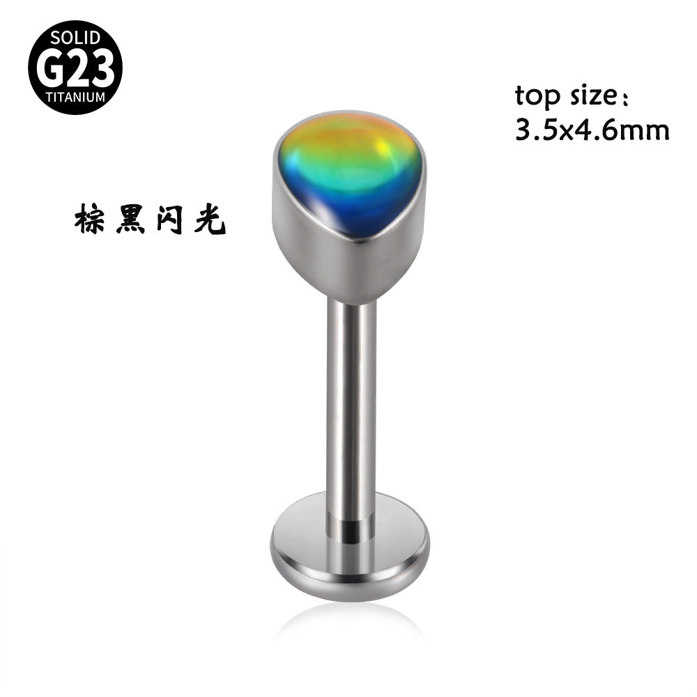 G23 Titanium Opal Resin Water Drop Ear Cartilage & Lip Ring Studs