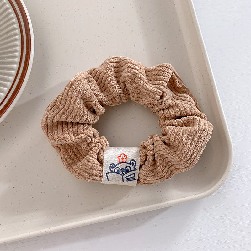 Cartoon Corduroy Bear Hair Tie - Milky White Hair Rope for Women