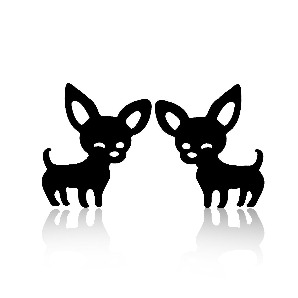 Fashion Stainless Steel Animal Ear Studs - Black Cat & Dog Design