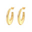 1 Pair Fashion 18K Gold Plated Stainless Steel Oval Hoop Earrings