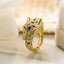 Fashion Leopard Zircon Inlay Open Ring for Women