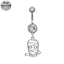 Star Skull Belly Ring 316 Stainless Steel with Resin Glass Inlay, Gold and Silver Plated