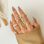 Simple Geometric Alloy Pearl Rhinestone Open Ring Set - 10 Pieces Vintage Chain & Butterfly Design