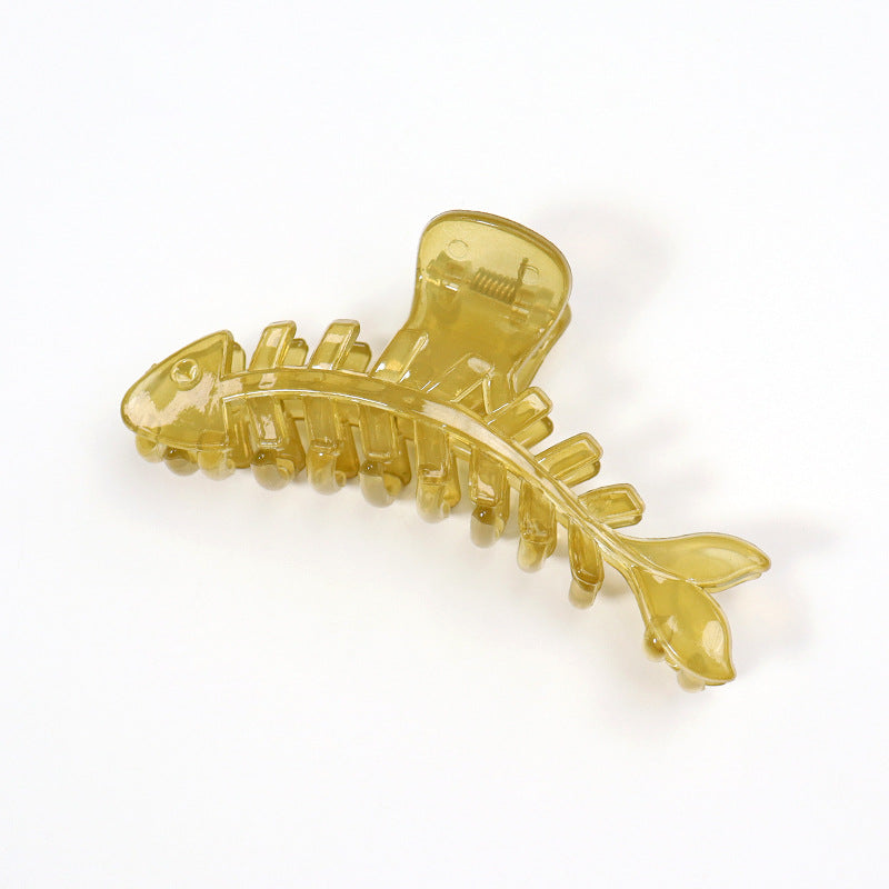 Casual Fishbone Transparent Hair Claw Clip for Women