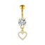 1 Piece Heart & Butterfly Zircon Inlay Stainless Steel Belly Ring Set