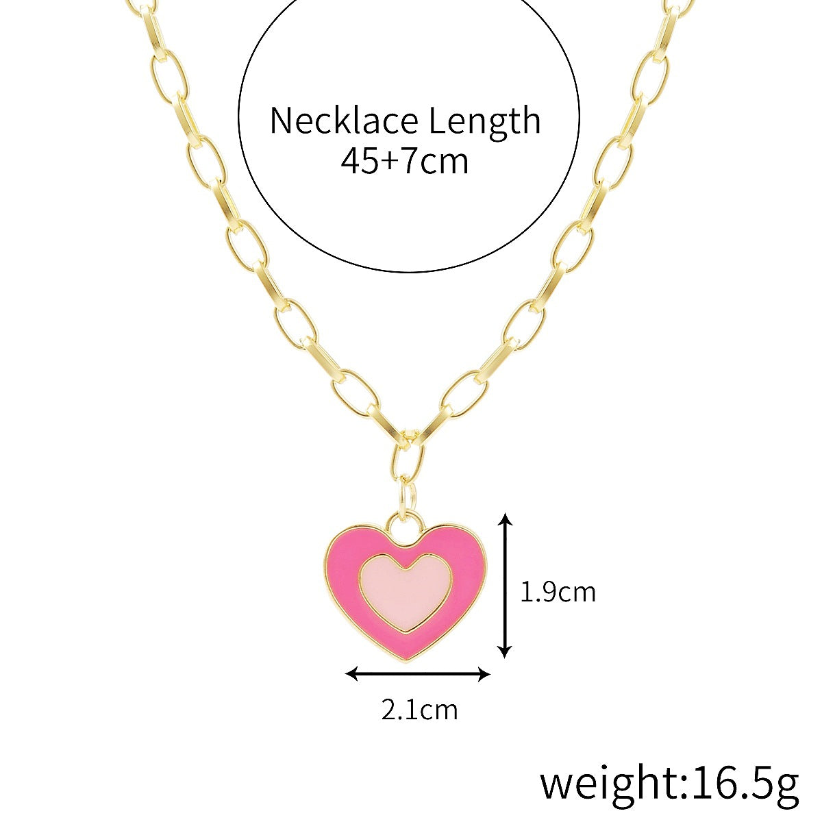 Fashion Rainbow Heart Alloy Enamel Pendant Necklace for Women