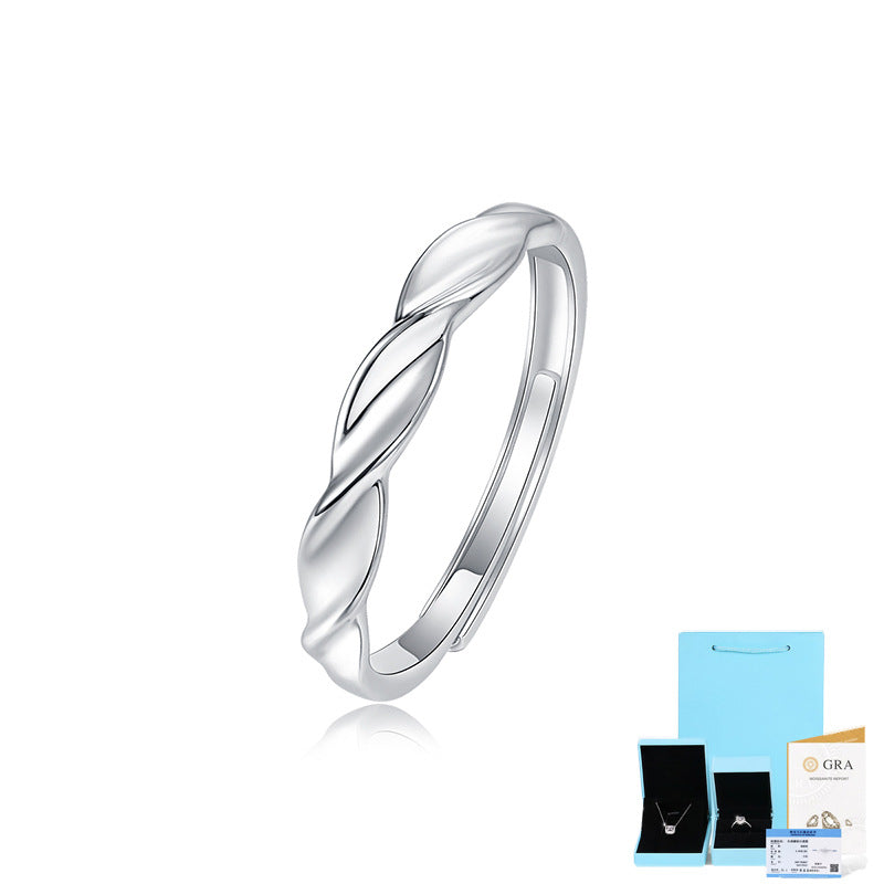 Elegant Sterling Silver Moissanite Adjustable Couple Ring