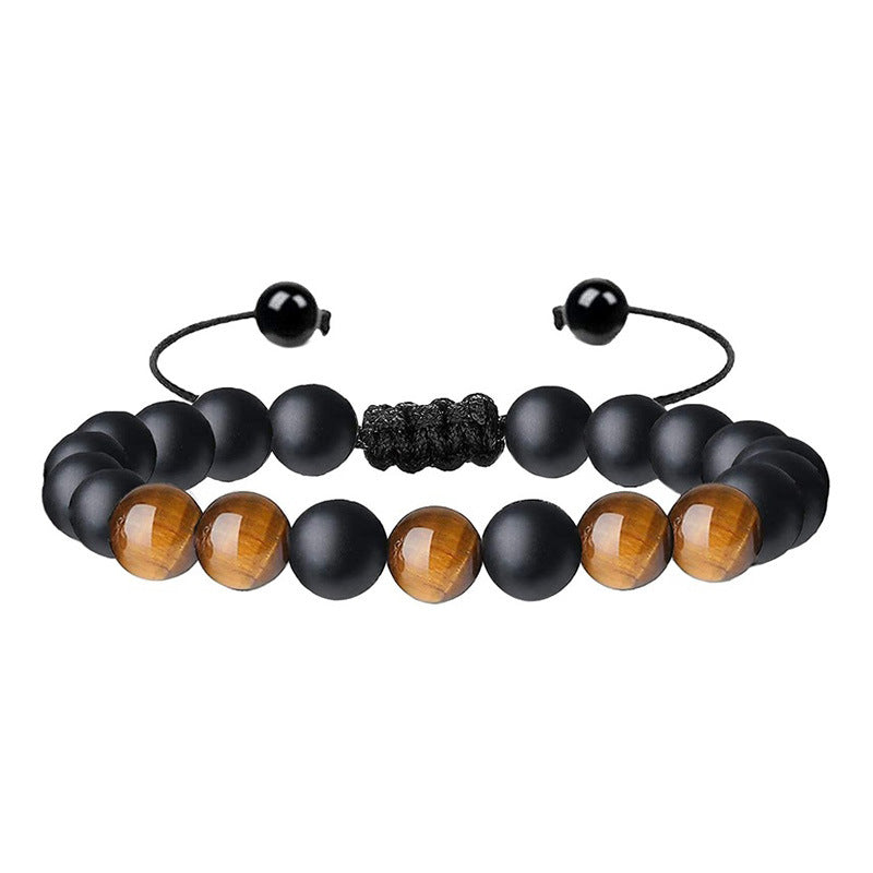 Classic Round Natural Stone Tiger Eye Beaded Adjustable Bracelet