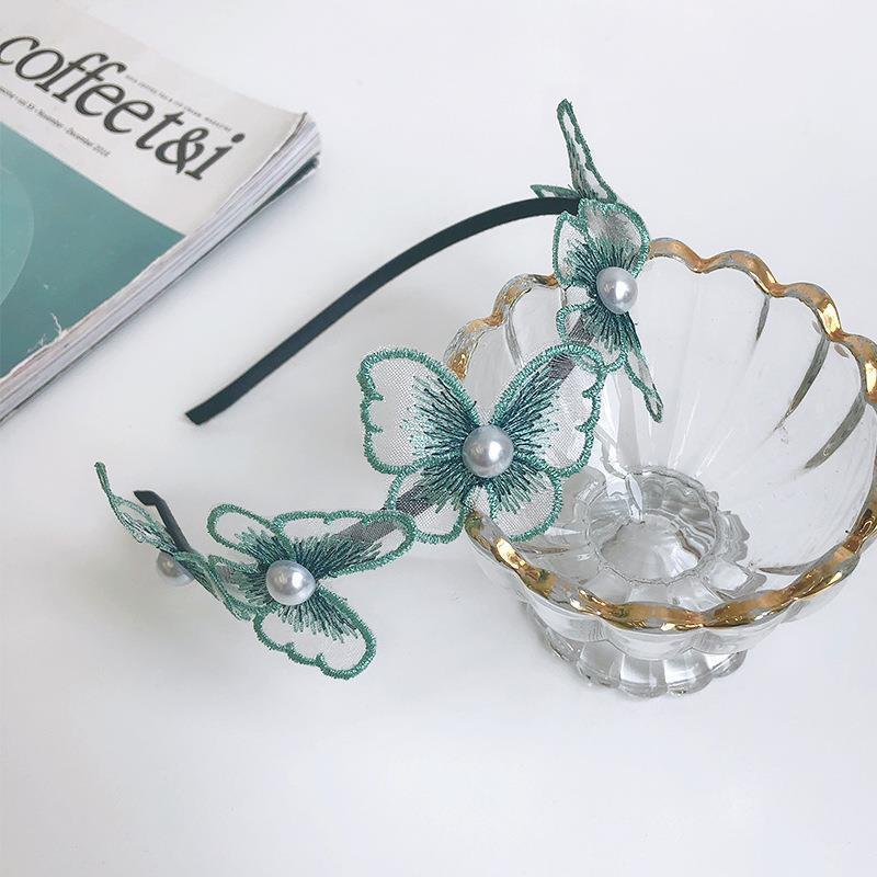 Fashion Butterfly Lace Inlay Pearl Hairband