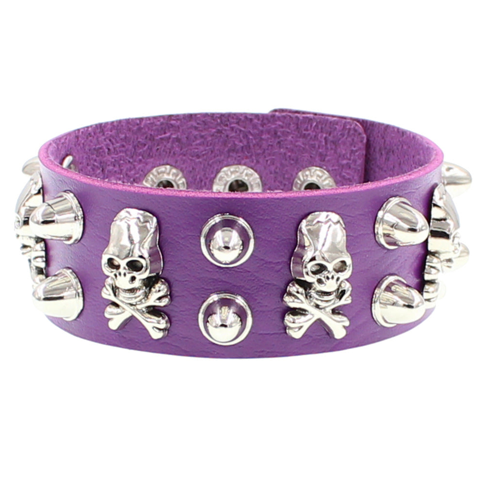 Punk Skull Multi-Layer Leather Rivet Bracelet