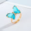 Vintage Adjustable Multicolor Butterfly Ring for Women