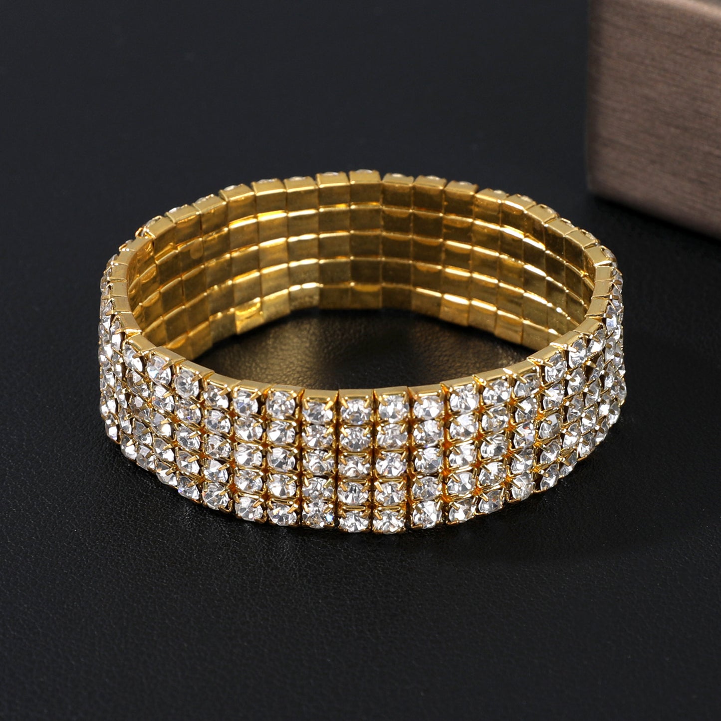 Korean Version Of Jewelry Wholesale Full Diamond Single Row Elastic Bracelet Shiny Bracelet