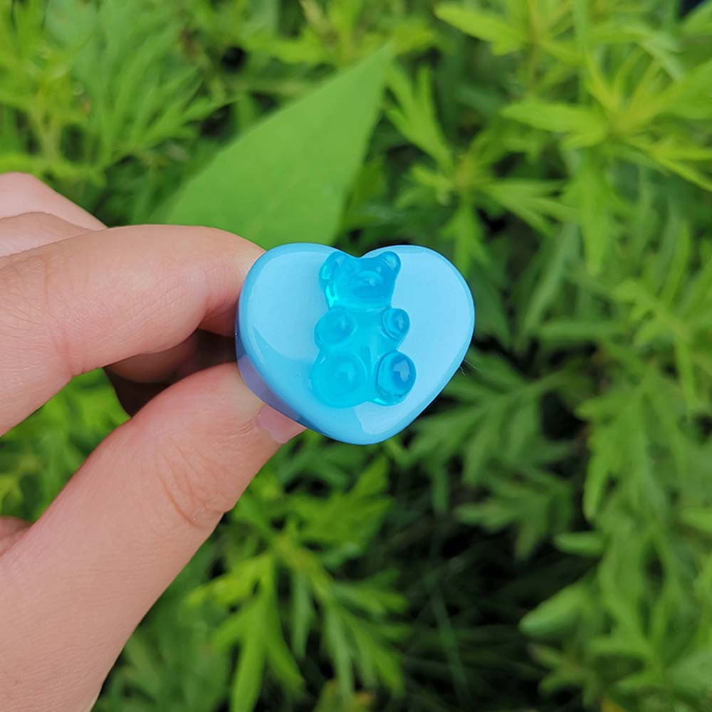 Simple Style Bear Acrylic Heart Rings - Fashionable Multi-color Design