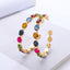 Retro Semicircle Zinc Alloy Hollow Out Studs & Colorful Glass Rhinestone Hoop Earrings