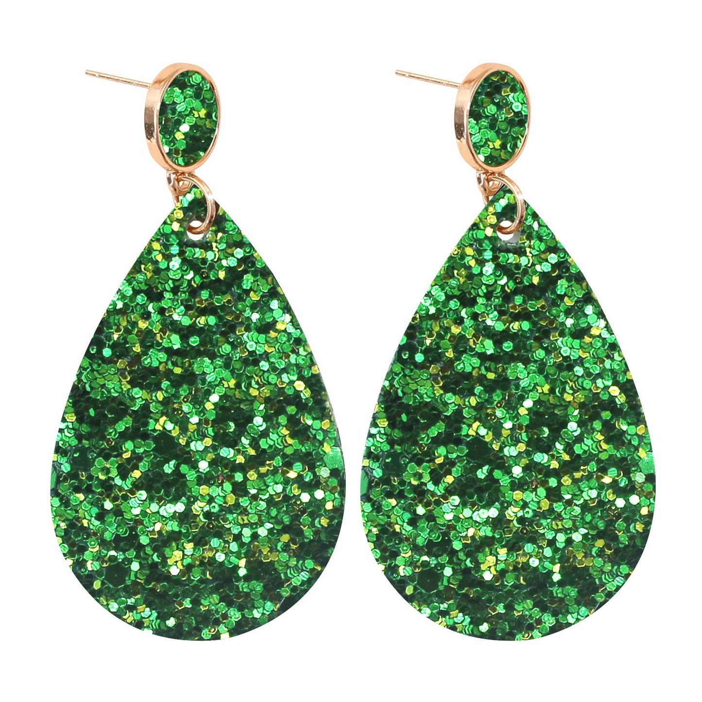 1 Pair Retro Glitter PU Leather Water Droplet Earrings