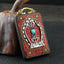 Ethnic Square Alloy Wood Pendant Necklace with Nepalese Thangka Design