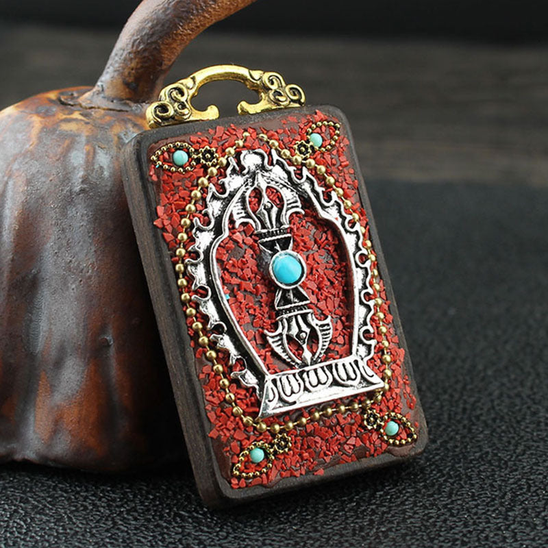 Ethnic Style Square Alloy Wood Unisex Pendant Necklace 1 Piece