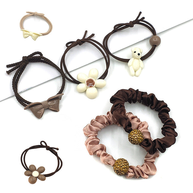 Korean Coffee Color Simple Hair Tie Ponytail Rubber Band Hair Accessories