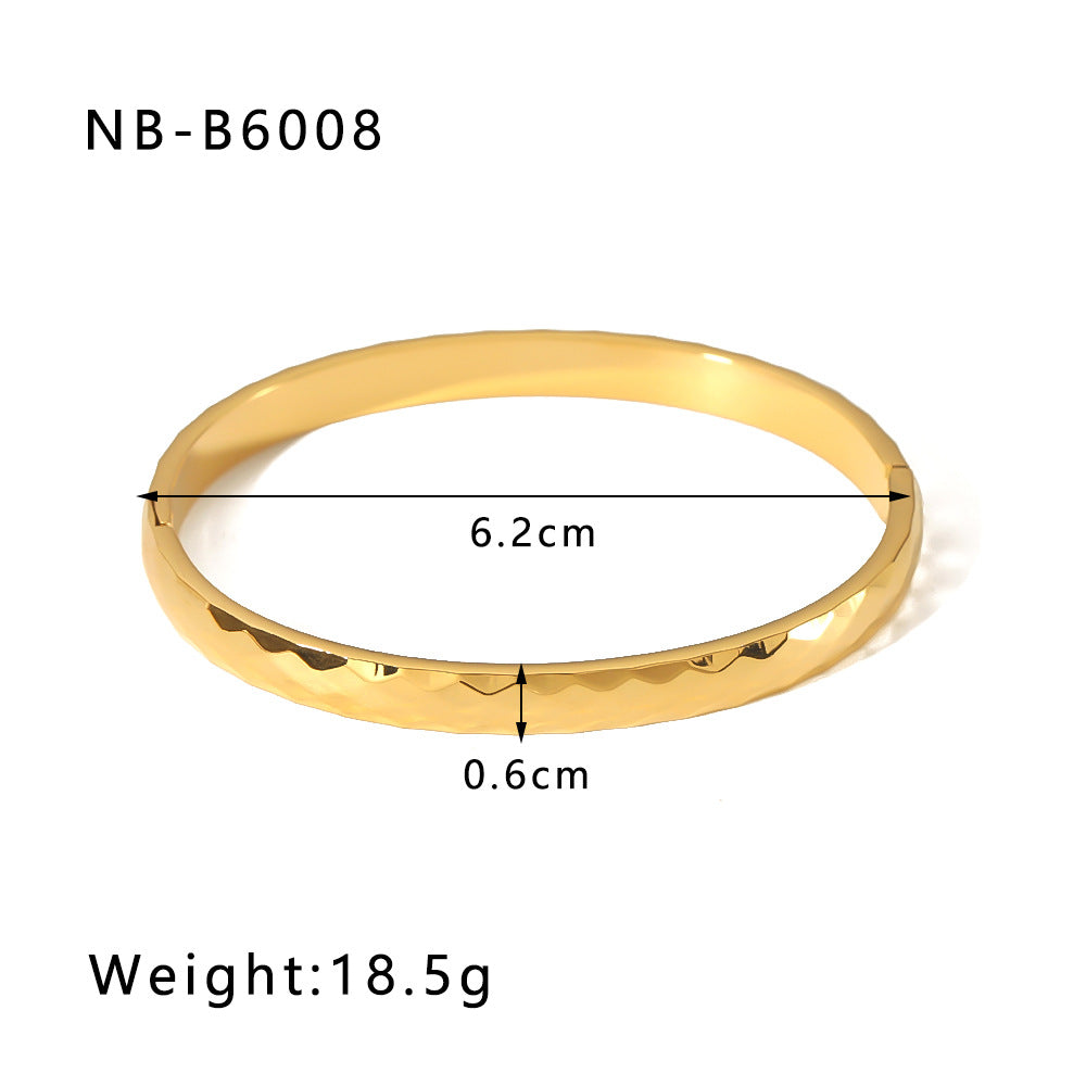 18K Gold Plated Geometric Zircon Bangle with Roman Numerals and Star Design