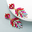 Fashion Alloy Diamond-studded Willow Leaf-shaped Rhinestone Earrings