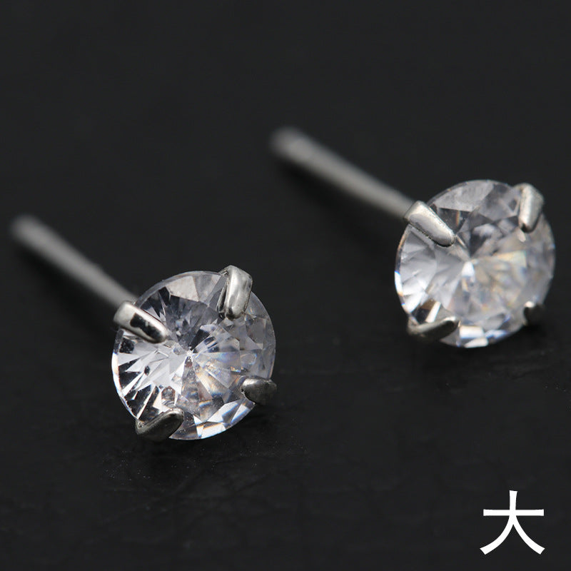 Simple Style Geometric Sterling Silver Inlay Zircon Ear Studs 1 Pair