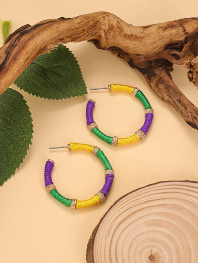 Vintage Color Block Zinc Alloy Hoop Earrings