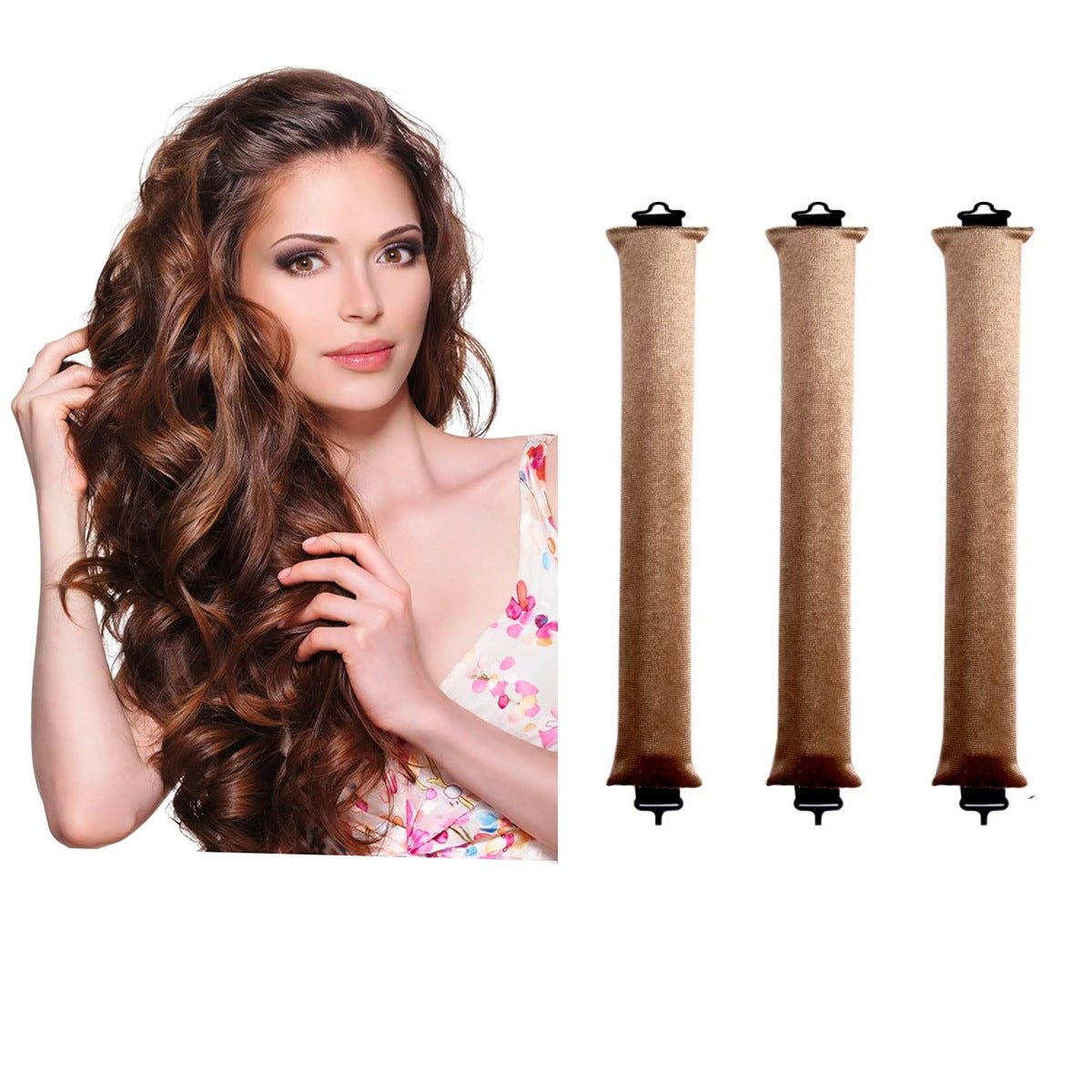 Women's Geometric Cloth Heatless Curling Iron 3cm Hair Roller Tool