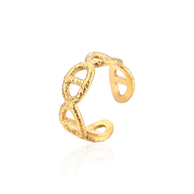 18K Gold Plated Stainless Steel Open Ring with C-Shape Design