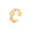 18K Gold Plated Stainless Steel Open Ring with C-Shape Design