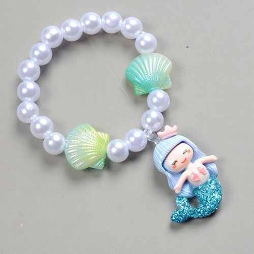 Mermaid Starfish Shell Charm Beaded Alloy Bracelet Set for Kids