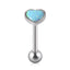 Heart Shape Stainless Steel Opal Inlay Tongue Ring