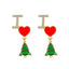 Fashion Christmas Tree Candy Cane Bell Drop Earrings for Women