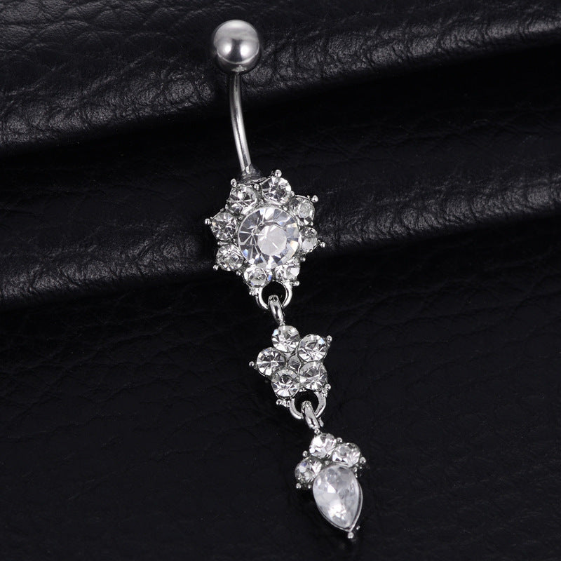 New Water Drop Flower-shaped Pendant Diamond Belly Button Piercing Umbilical Jewelry