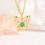 Copper Inlay Butterfly Pendant Necklace with Colorful Marquise Zirconia