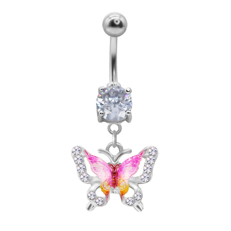 1 Piece Belly Rings Elegant Sexy Moon Butterfly 316 Stainless Steel  Alloy Plating Inlay Acrylic Rhinestones Zircon White Gold Plated