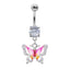 1 Piece Belly Rings Elegant Sexy Moon Butterfly 316 Stainless Steel  Alloy Plating Inlay Acrylic Rhinestones Zircon White Gold Plated