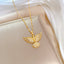 Eagle and Phoenix 18K Gold Plated Zircon Pendant Necklace in Stainless Steel