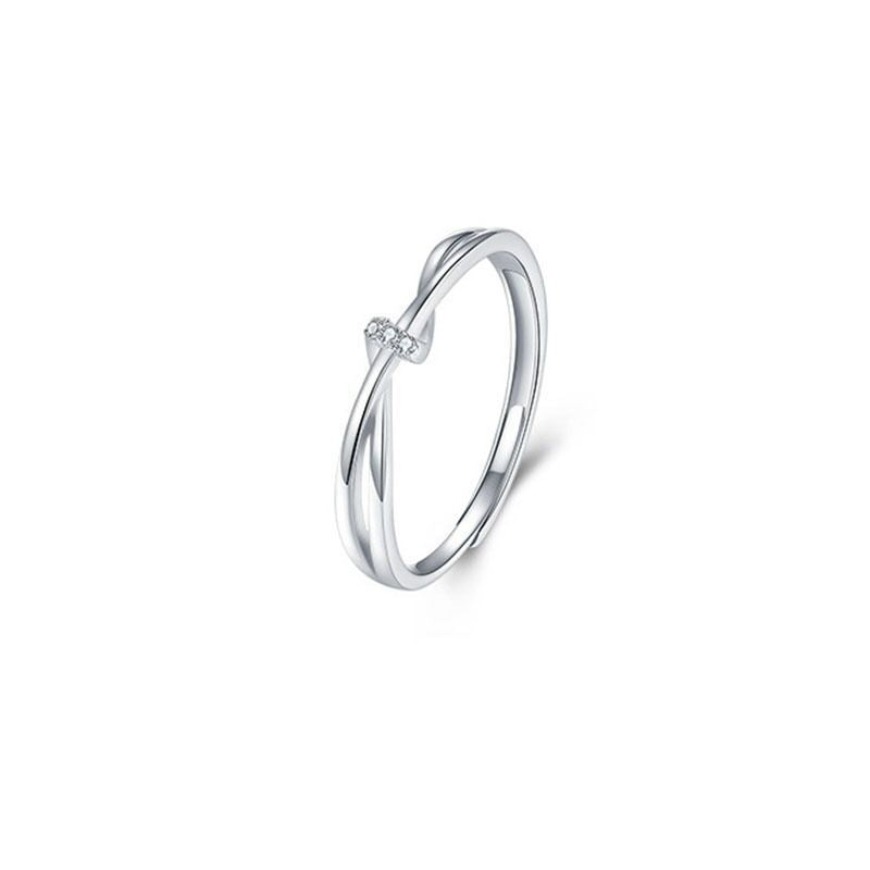 Simple Geometric Sterling Silver Mobius Couple Rings Set