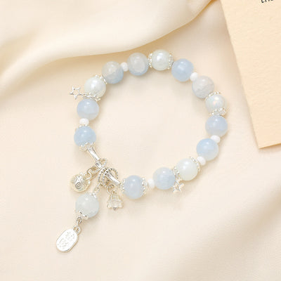 Lady Sweet Classic Pentagram Bell Crystal Alloy Moonstone Bracelets for Women