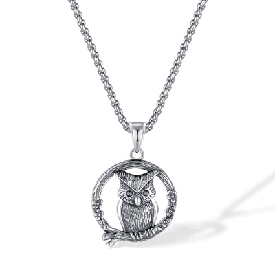 Hip-Hop Vintage Style Boyfriend Owl 304 Stainless Steel Men's Pendant Necklace Necklace Pendant