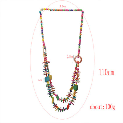 Vacation Color Block Coconut Shell Beaded Layered Necklace for Women