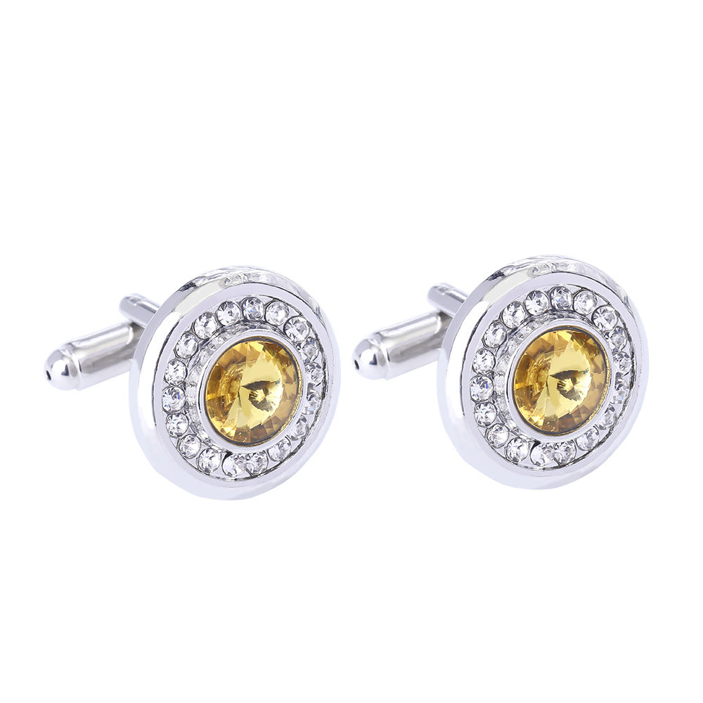 Titanium Steel Diamond Flower Cufflinks for Men