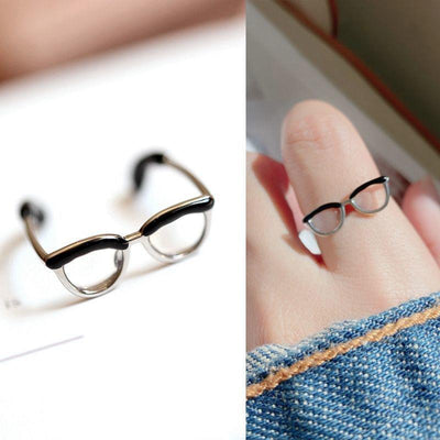 Cute Glasses Enamel Adjustable Open Ring - Fashionable Versatile Jewelry