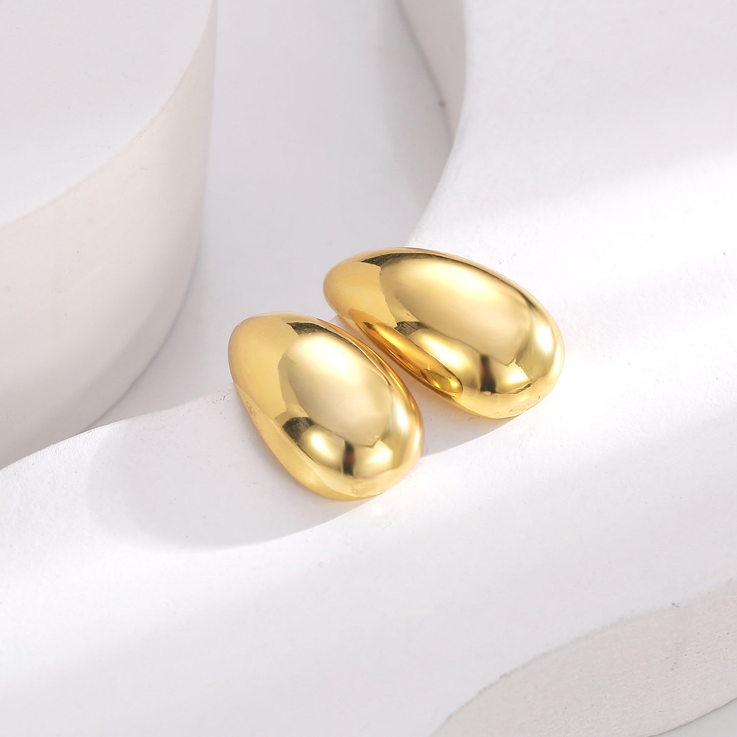 1 Pair Streetwear Irregular Square Water Droplets Plating Titanium Steel Gold Plated Ear Studs