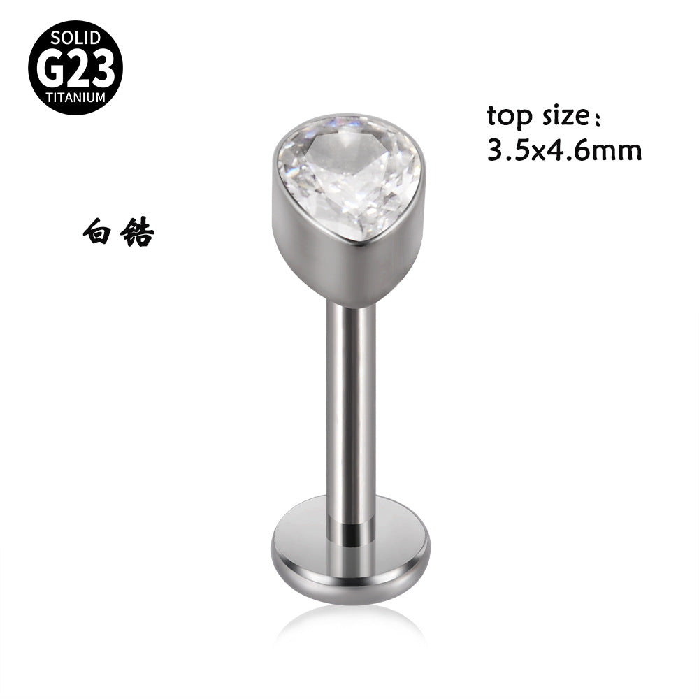 G23 Titanium Opal Resin Water Drop Ear Cartilage & Lip Ring Studs