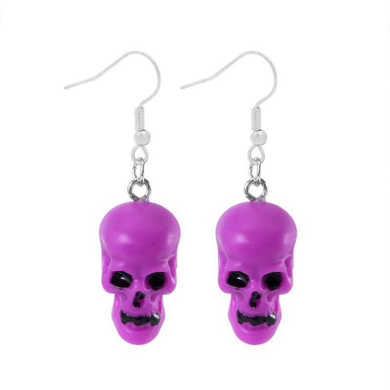 1 Pair Punk Skull Handmade Resin Drop Earrings