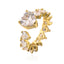 Fashion Geometric Heart Zircon Open Ring in 18k Gold Plated Copper